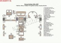 Nissan Skyline (01-05) декоративные накладки под дерево или карбон (отделка салона), полный набор, 4 двери, без навигационной cиcтемы, штатная магнитола, правый руль